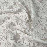 Crinkle Cotton Blend Ivory Floral Polyester Sheer Woven Dress Fabric CU