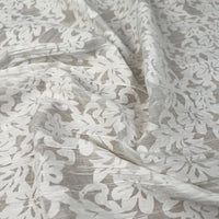 Crinkle Cotton Blend - Ivory Floral