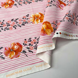 Printed Cotton Canvas Fabric Designers Guild - Pansey Stripe - Pink Fold