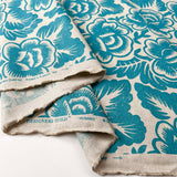 Designers Guild Aqua Floral Fabric DG Printed Linen Mix Rosario Fold
