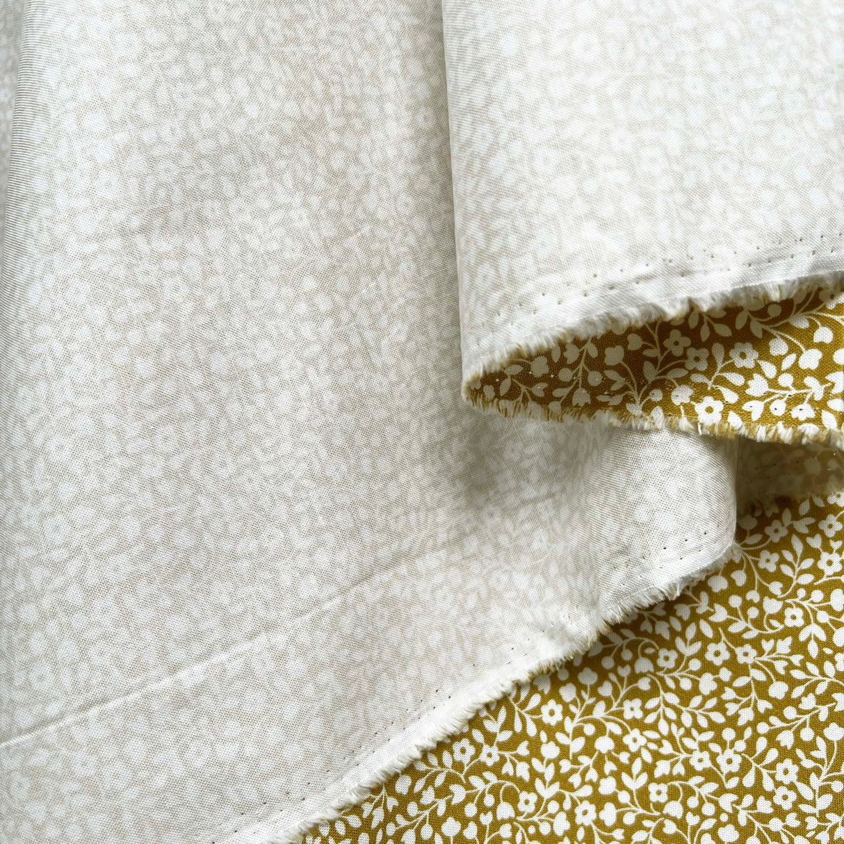Floral Craft Quilting Cotton Fabric Dashwood Cotton - Golden Ochre Hang