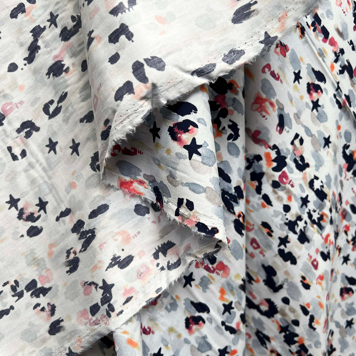 Abstract Floral Cotton Dress Fabric Dashwood Lawn - Flourish Grey Hang