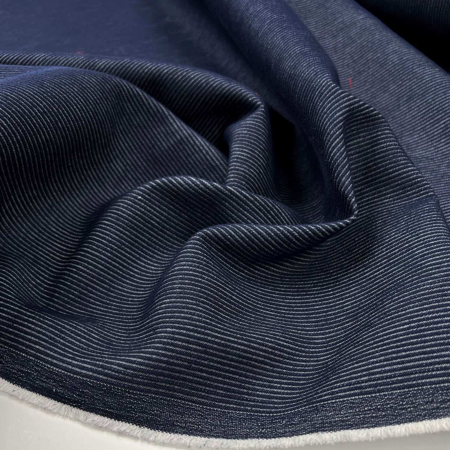 Denim Cord Polyester Cotton Stripe Blue Indigo Jean Trouser Fabric CU