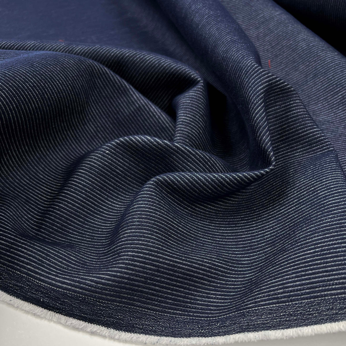Denim Cord Polyester Cotton Stripe Blue Indigo Jean Trouser Fabric CU