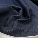 Denim Cord Polyester Cotton Stripe Blue Indigo Jean Trouser Fabric CU