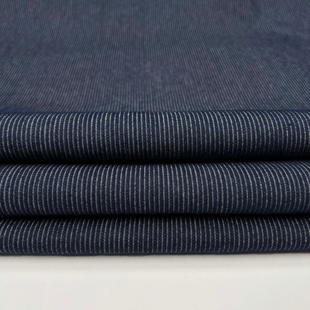 Denim Cord Polyester Cotton Stripe Blue Indigo Jean Trouser Fabric 