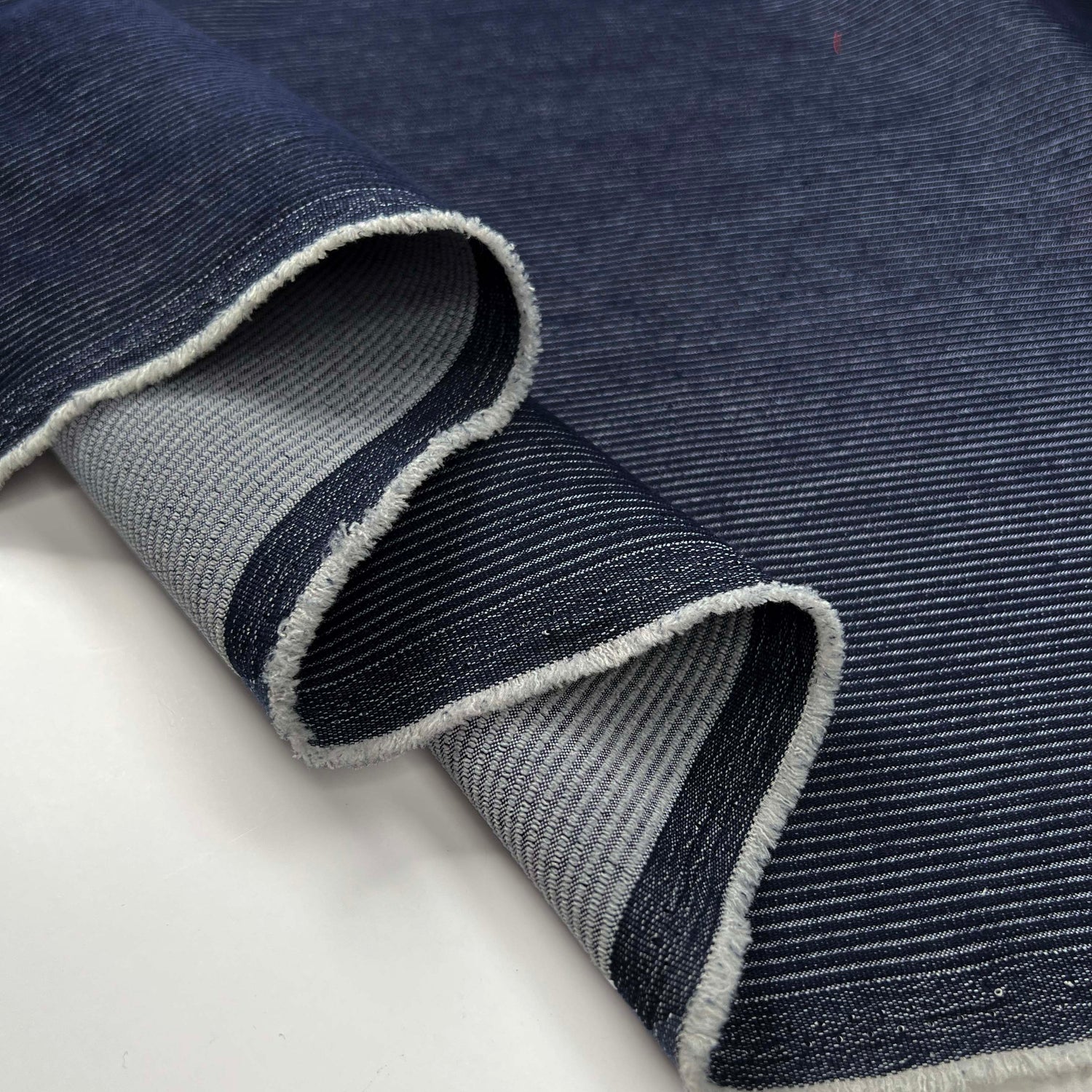 Denim Cord Polyester Cotton Stripe Blue Indigo Jean Trouser Fabric Fold