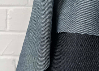 Denimfest 12oz Darcy Blue Cotton Polyester Heavyweight Woven Jean Trouser Fabric Hang