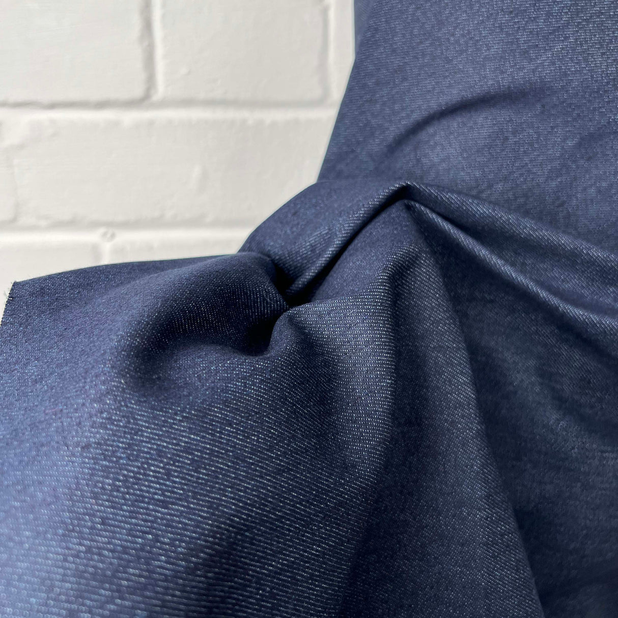 Denimfest 9.2oz Dexter Blue Cotton Polyester Viscose Woven Jean Trouser Fabric Close Up