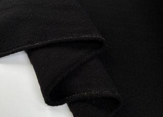 Designer Fleece Noir Black Polyester Polar Deadstock Coating Fabric Fold