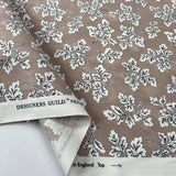 Taupe Floral Printed Cotton Fabric Designers Guild - Meadow Leaf Fold
