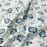 Grey Floral Printed Cotton Fabric Designers Guild Camomile Aqua CU