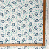 Grey Floral Printed Cotton Fabric Designers Guild Camomile Aqua Ruler