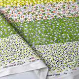 Green Floral Printed Cotton Fabric Designers Guild Forget-Me-Not Fold