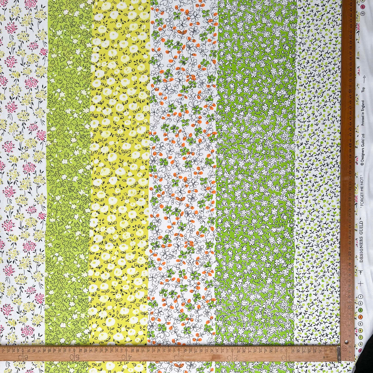 Green Floral Printed Cotton Fabric Designers Guild Forget-Me-Not Full