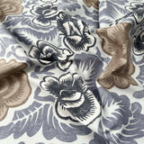 Grey Taupe Floral Printed Cotton Fabric Designers Guild - Havana CU
