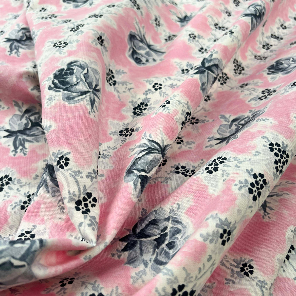 Pink Floral Printed Cotton Fabric Designers Guild Wild Rose Peony CU