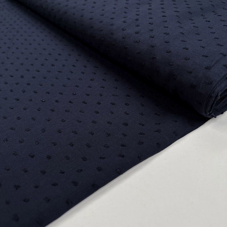 Dobby Dot Navy Blue Cotton Spot Woven Shirting Fabric Bolt