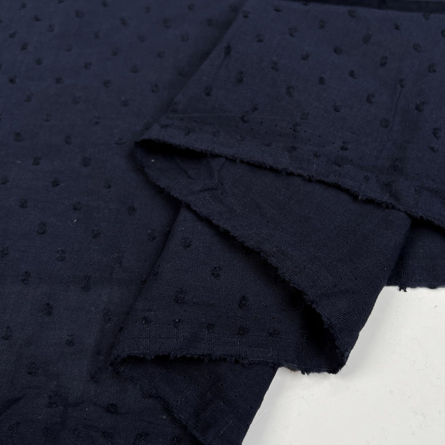 Dobby Dot Navy Blue Cotton Spot Woven Shirting Fabric Fold