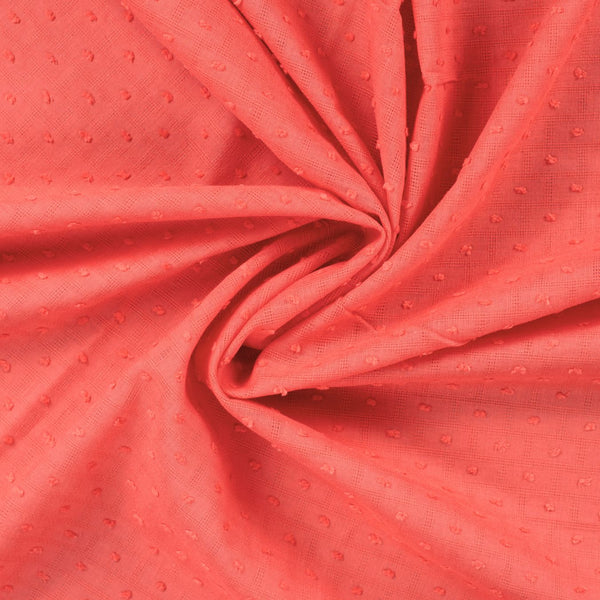 Dot & Check Coral Dobby Cotton 75gsm Dress Fabric Swirl