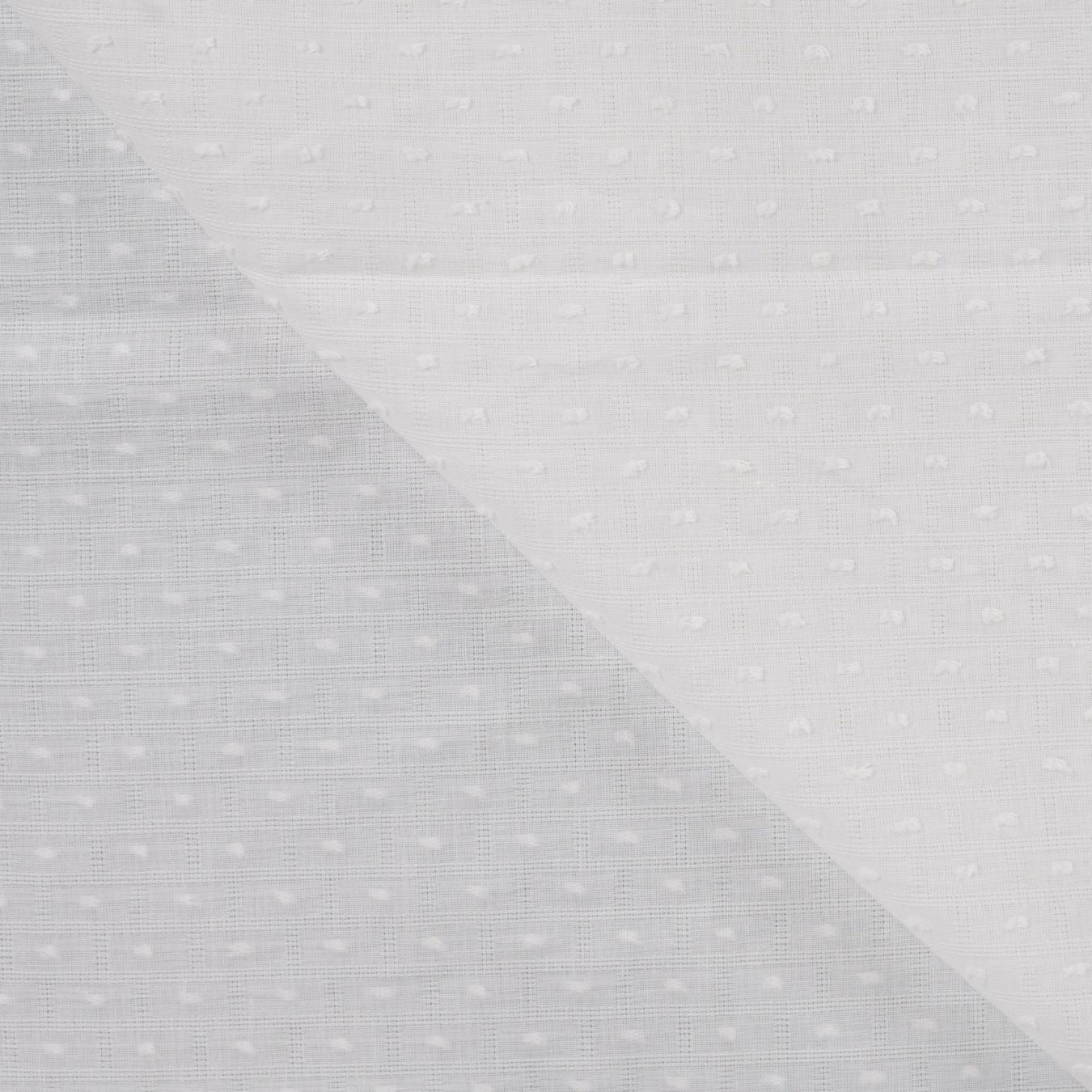 Dot & Check Ecru Dobby Cotton 75gsm Dress Fabric Fold
