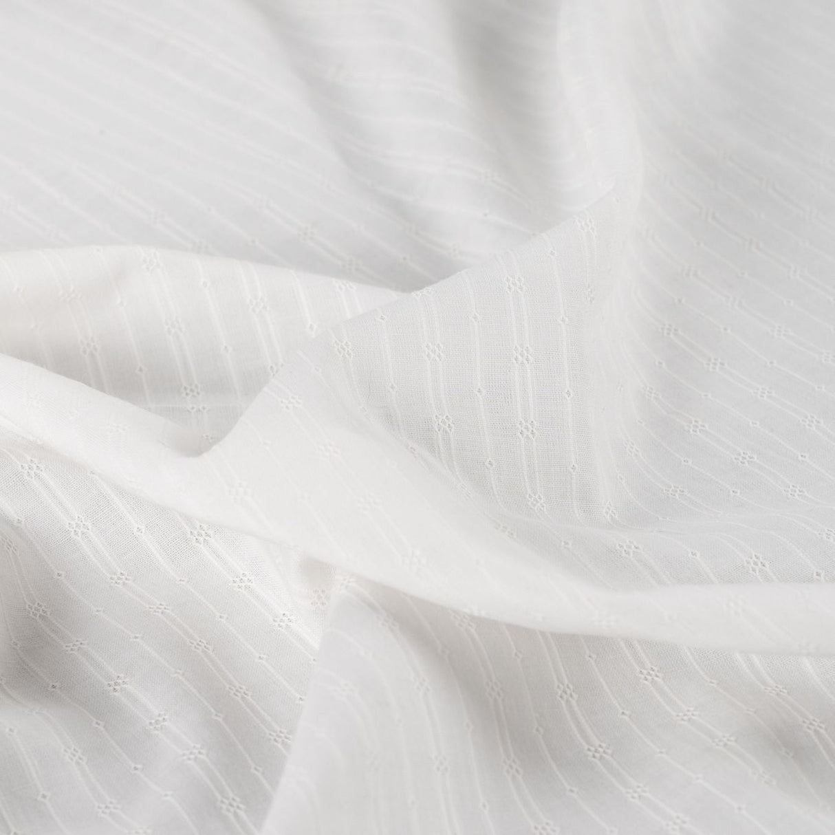 Dot & Stripe Soft White Dobby Cotton 95gsm Dress Fabric CU