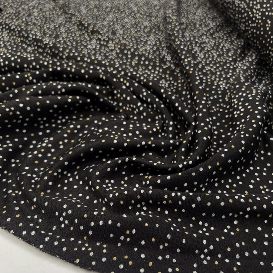 Dotty Ponte Black Polyester Viscose Spotty Print Knit Jersey Fabric CU