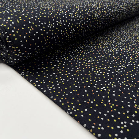 Dotty Ponte Navy Polyester Viscose Spotty Print Knit Jersey Fabric Bolt