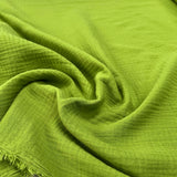 Double Gauze Pistachio Green Cotton Dress Fabric Close-up

