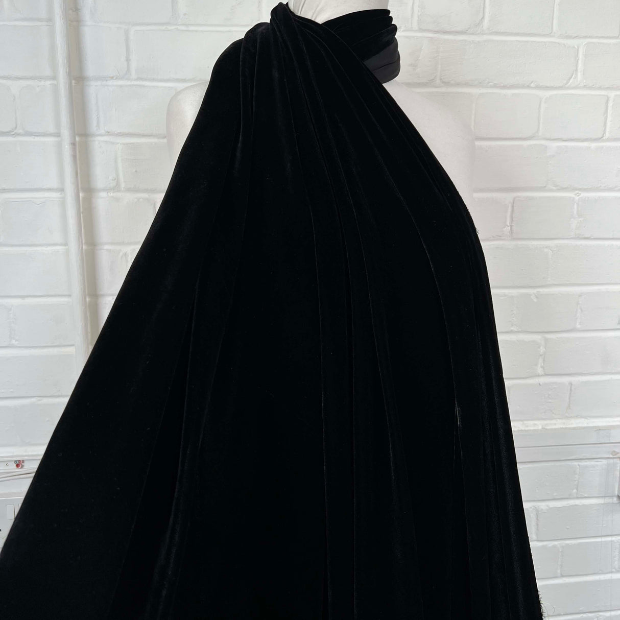 Premium 100% Silk Dress Fabric Dynasty Silk Velvet Black Mannequin