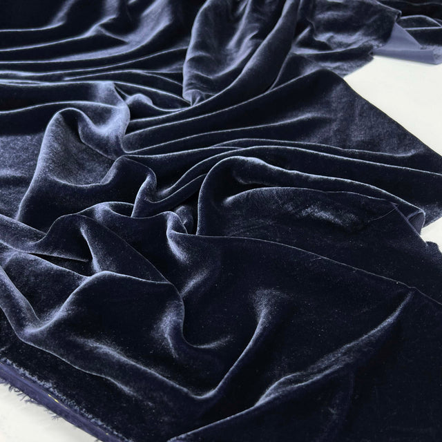 Premium 100% Silk Dress Fabric Dynasty Silk Velvet  Navy 