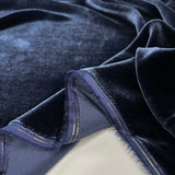 Premium 100% Silk Dress Fabric Dynasty Silk Velvet  Navy Fold