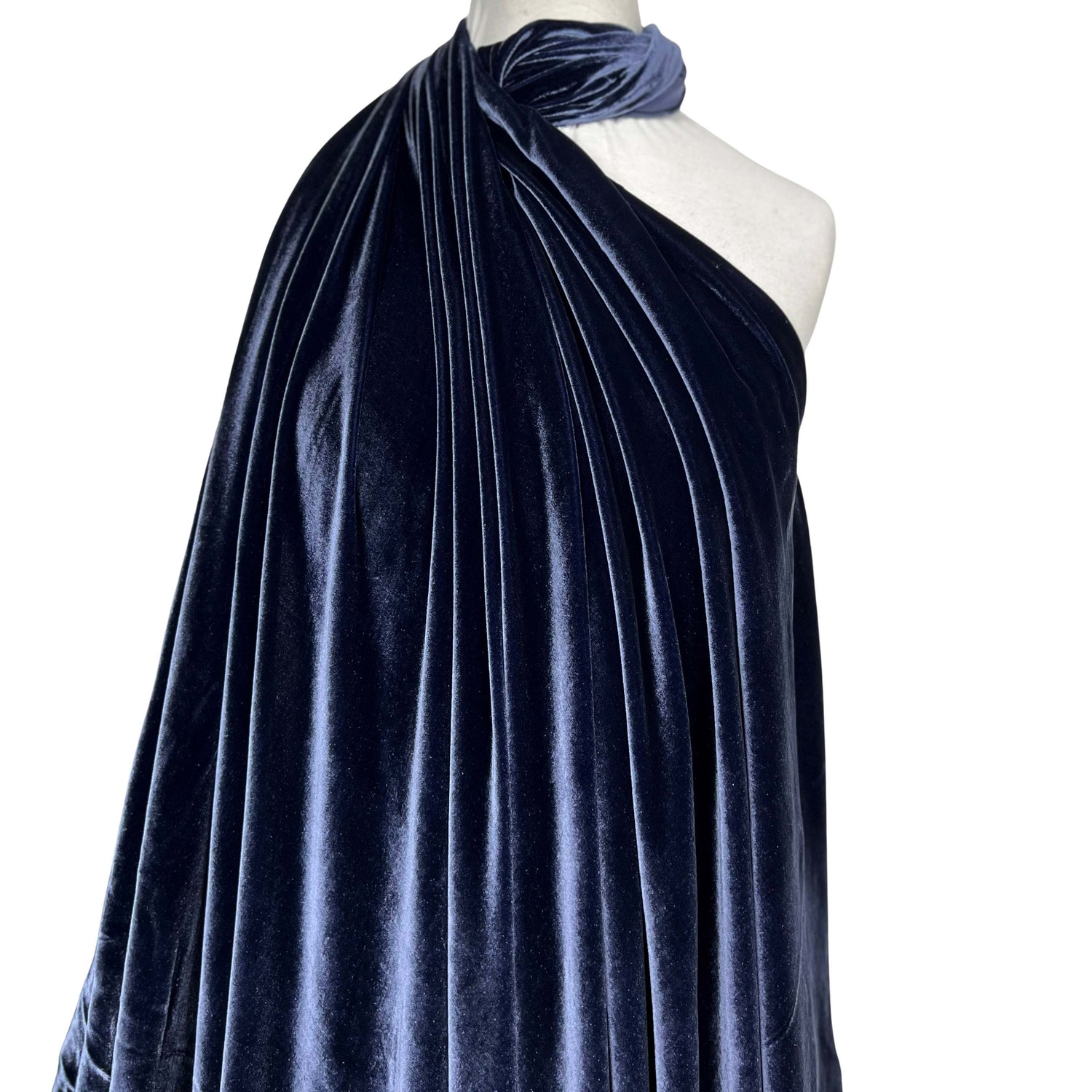 Premium 100% Silk Dress Fabric Dynasty Silk Velvet  Navy Mannequin