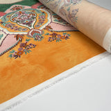 Eastern Promise Cotton Italian Ex Designer Abstract Pink Orange Green Dress Fabric Roll
