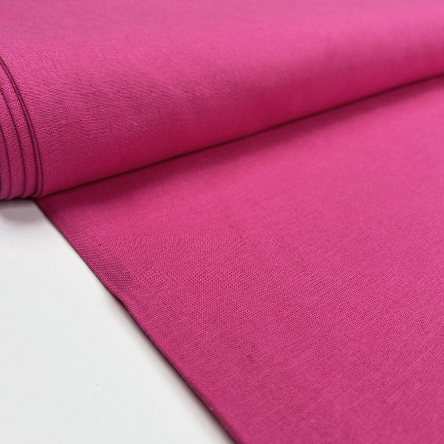 Easy Linen Cerise Pink Viscose Mix Plain Woven Dress Fabric Bolt