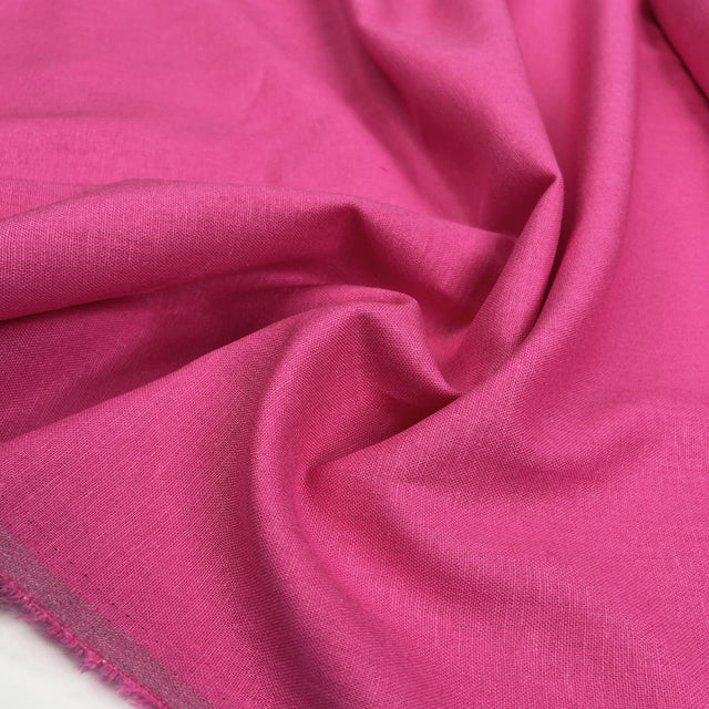 Easy Linen Cerise Pink Viscose Mix Plain Woven Dress Fabric CU