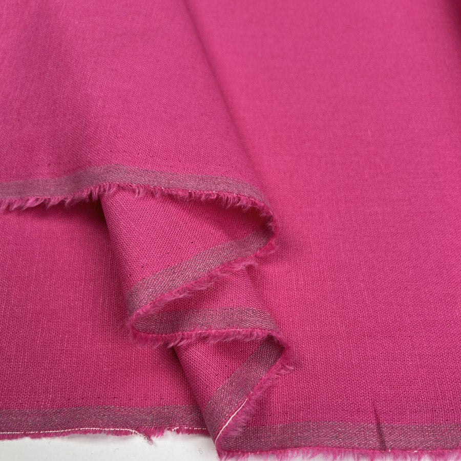 Easy Linen Cerise Pink Viscose Mix Plain Woven Dress Fabric Fold