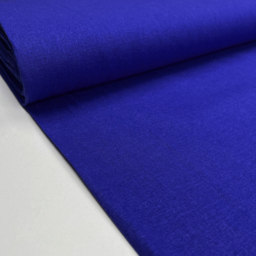 Easy Linen Sapphire Blue Viscose Mix Plain Woven Dress Fabric Bolt