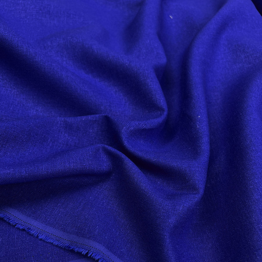 Easy Linen Sapphire Blue Viscose Mix Plain Woven Dress Fabric CU