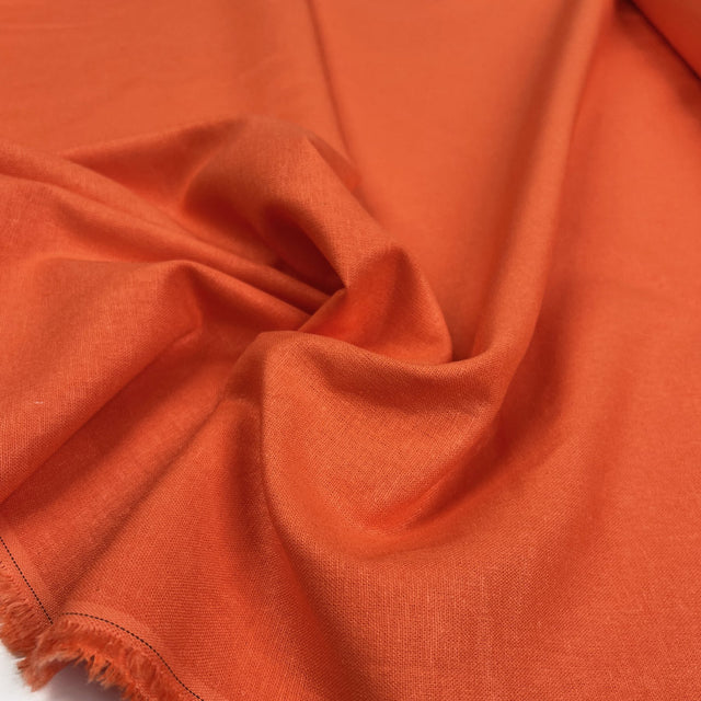 Easy Linen Tango Orange Viscose Mix Plain Woven Dress Fabric CU