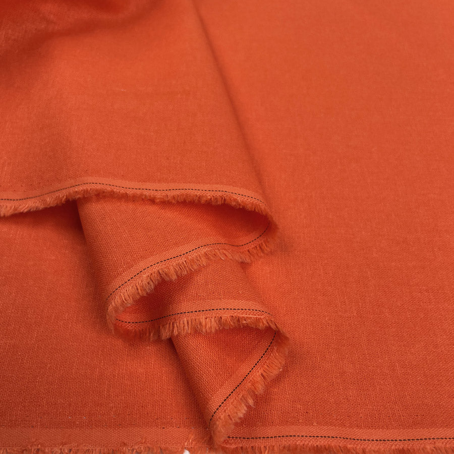Easy Linen Tango Orange Viscose Mix Plain Woven Dress Fabric Fold
