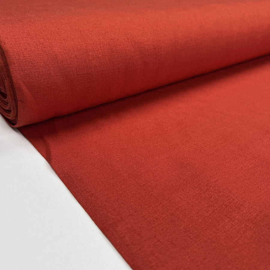 Easy Linen Terracotta Viscose Mix Plain Woven Dress Fabric Bolt