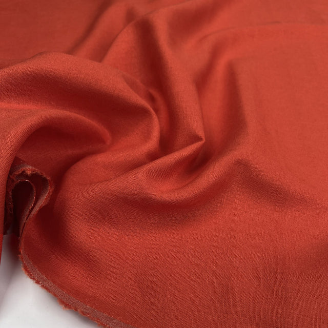 Easy Linen Terracotta Viscose Mix Plain Woven Dress Fabric CU