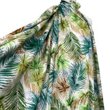 Viscose Linen Blend Palm Green Brown Leaf Print Dress Fabric Ecuador Mannequin