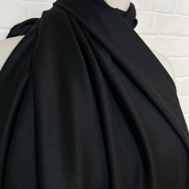 Black Deadstock British Wool Suiting Fabric Edwardian