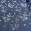 Embroidered Chambray - Denim Blue - Roses