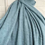 Zigzag Gauze Fabric Embroidered Chevron Cotton Blue CU