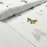 Embroidered Cotton Betsy Yellow Green Floral White Woven Dress Fabric Bolt