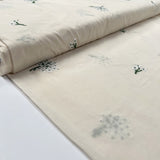 Embroidered Cotton Elsy Floral Natural White Green Woven Dress Fabric Bolt