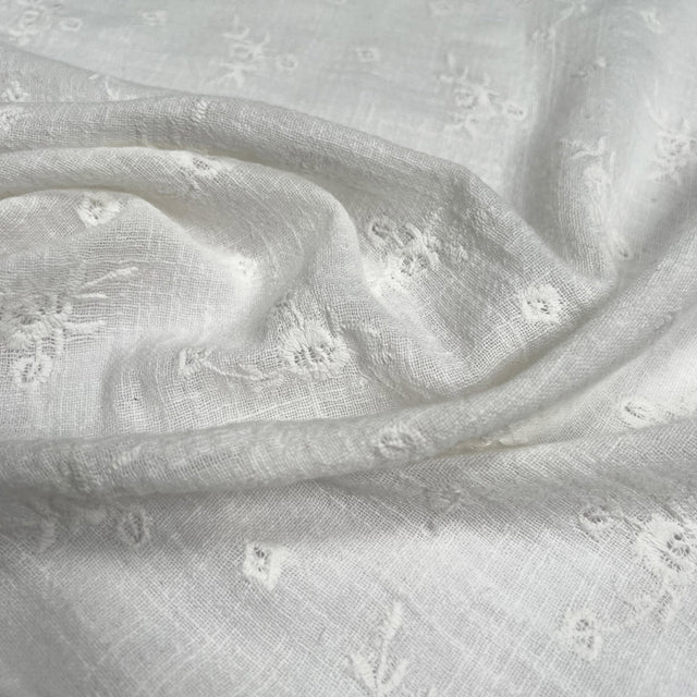Embroidered Cotton Muslin Florals White Dress Woven Fabric CU